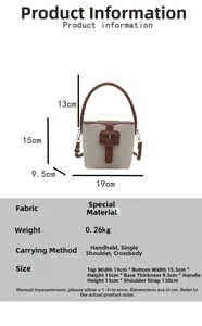Spécifications de taille détaillées pour le sac seau bicolore vintage avec dimensions