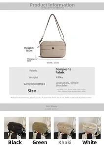 Detailed size chart and specifications for the minimalist square crossbody bag