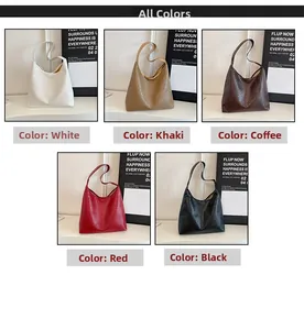 Collage showing woven tote bags in white, khaki, coffee, red, and black finishes