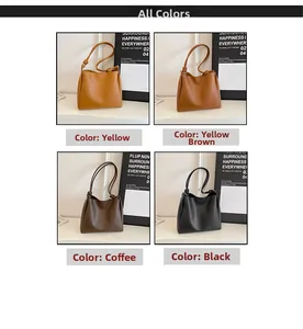 Sacs seaux minimalistes en similicuir disponibles en jaune, marron, café et noir
