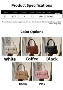 Spécifications détaillées de la taille du sac à main en cuir PU avec nœud décoratif