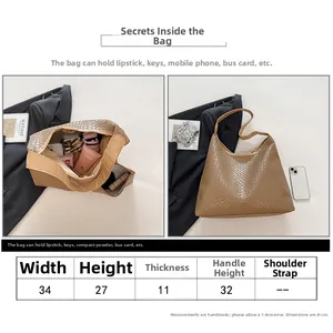 Size chart for woven tote bag showing 34cm width and 27cm height measurements