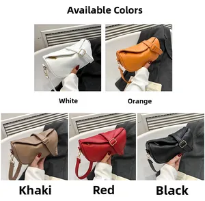 Detailed close-up showing five colors of soft vintage crossbody bags with pebble texture