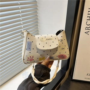 Borsa A Tracolla In Pelle PU A Pois Con Adesivi Cartoon Piccola Borsa A Mano Quadrata Casual Da Donna Alla Moda