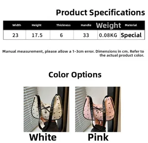Tabella taglie con dimensioni 23x17,5x6cm per la borsa a spalla con fiocco elegante