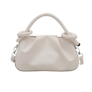 Sac à main blanc plissé design nuage avec poignée nouée et bandoulière amovible