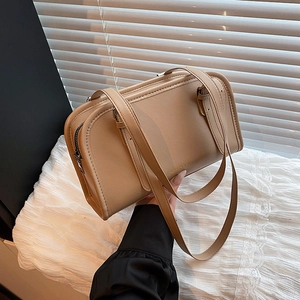 Minimalist cream white rectangular underarm bag with smooth PU leather finish