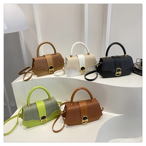 Detailed collection of crossbody bags featuring five colors with woven chevron flap details