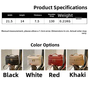 Detailed size parameters and woven texture colors for minimalist box handbags