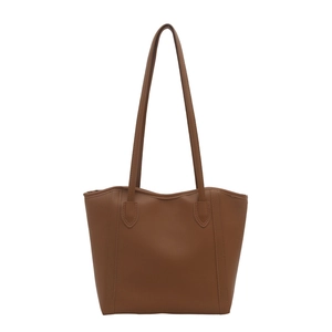 Chic brown tote bag for women with large capacity and double shoulder straps for commuting
