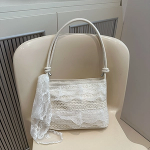 Sac À Bandoulière En Dentelle Pour Femme Avec Écharpe À Nœud Style Français Romantique Tissu Floral Sac Sous Les Bras Pour Vacances