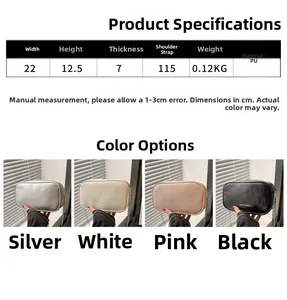 Detailed size chart and dimensions of the elegant minimalist chain square bag in 4 colors