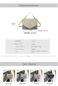 Detailed size specifications of the transparent crossbody bag with dimensions 21x15x7cm