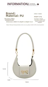 Dimensioni del sacchetto a mezzaluna bianco con fiocco dorato, misure 19x12x5cm