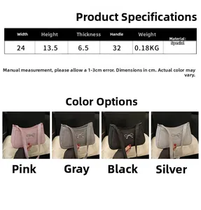 Detailed dimension chart and four-color display of sequined bow baguette shoulder bags