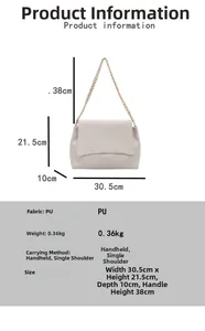 Spécifications de taille pour un sac à bandoulière blanc crème avec texture tissée