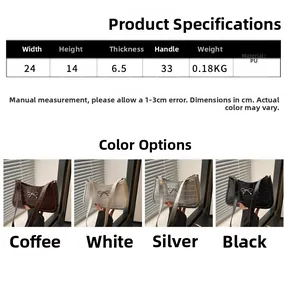 Detailed size specifications of crocodile pattern shoulder bag with bow metal accessory