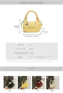 Detailed dimension guide and color options for the stylish PU crescent crossbody bag