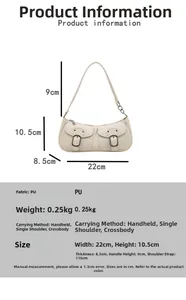 Detailed size specifications and material chart for the minimalist vintage faux leather bag