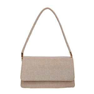 Pochette enveloppe élégante dorée champagne à paillettes avec bandoulière fine pour les soirées