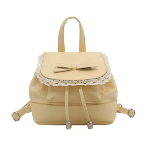 Sac à dos beige style ballet avec dentelle et nœud pour une esthétique minimaliste