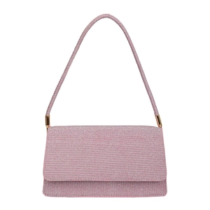 Pochette enveloppe rose pailletée avec bandoulière dorée pour robe de soirée