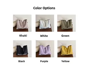 Detailed color selection showing six large canvas tote bags with FANYISSA lettering
