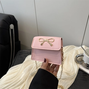 Women Trendy Bowknot Mini Shoulder Bag PU Leather Elegant Chain Crossbody Small Square Bag Chic Stylish Daily Fashion Handbag
