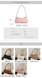 Detaillierte Größentabelle und Farbauswahl für diese PU-Schleifen-Schultertasche