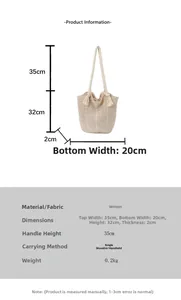 Detailed size specifications for the hollow woven tote bag with fringe and dimensions