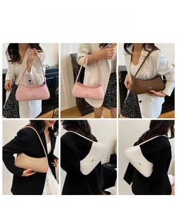 Showcase of four colorful French style underarm bags with elegant metal bow details