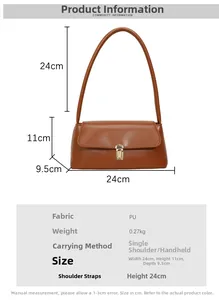 Detailed size specifications for the vintage baguette bag with precise measurements