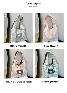 Sac fourre-tout à fleurs en diverses couleurs avec détails à carreaux et nœud décoratif