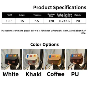 Spécifications de taille et quatre options de couleur pour le sac à bandoulière en cuir PU