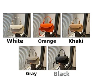 Detailed grid showing 5 colors of stylish small crossbody bags with knotted handles