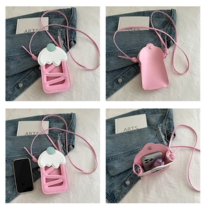 Pink cupcake crossbody bag with cherry detail and hollow design for phone and lipstick
