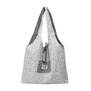 Sac fourre-tout en toile florale avec bandoulières à carreaux et poche frontale