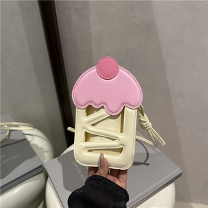 Creative dessert-style pink crossbody phone bag with cream drip design and slim strap