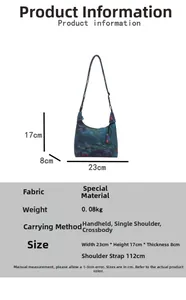 Detail view of Monet style shoulder bag with dimensions 23x17x8cm and lightweight data