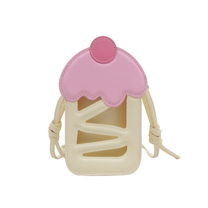 Sac à bandoulière créatif en forme de gâteau avec glaçage rose et cerise pour femme