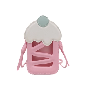 Cute ice cream shaped crossbody bag for women in pink PU leather with adjustable strap