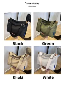 Detailansicht der Nylon-Einkaufstasche in den Farben Schwarz, Grün, Khaki und Weiß