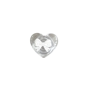 Transparent heart-shaped phone grip with a white bow design on a clean white background
