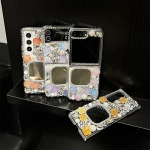 Coque de luxe avec fleurs en strass et miroir pour Samsung Galaxy Z Flip6 et Fold5