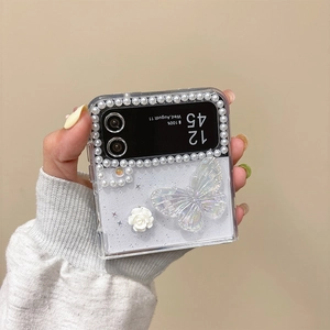 Coque luxe perles et papillon brillant pour téléphone Samsung Galaxy Z Flip