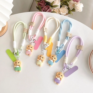 Cordon De Téléphone Chien Cartoon Mignon Dragonne En Nylon Tressé Universel Anti-Perte Avec Joint PVC Et Clip