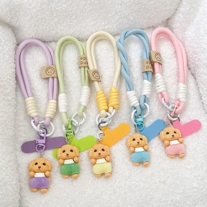 Lot de 5 cordons de téléphone tressés épais avec breloques d'oursons mignons et colorés