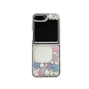 Coque de luxe avec fleurs 3D perles et miroir pour Samsung Z Flip 6 pliable