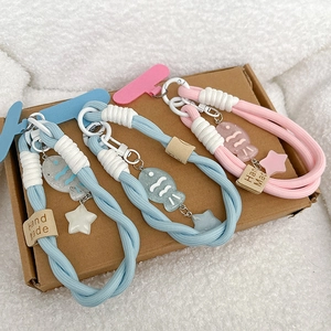 Handmade Woven Phone Lanyard With Cute Resin Fish And Star Pendant Anti Loss Keychain Charm For Women