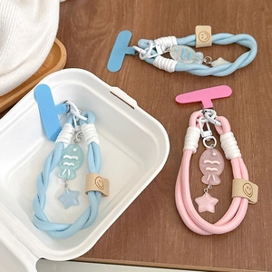Cute woven nylon phone lanyard with colorful resin charms and star details